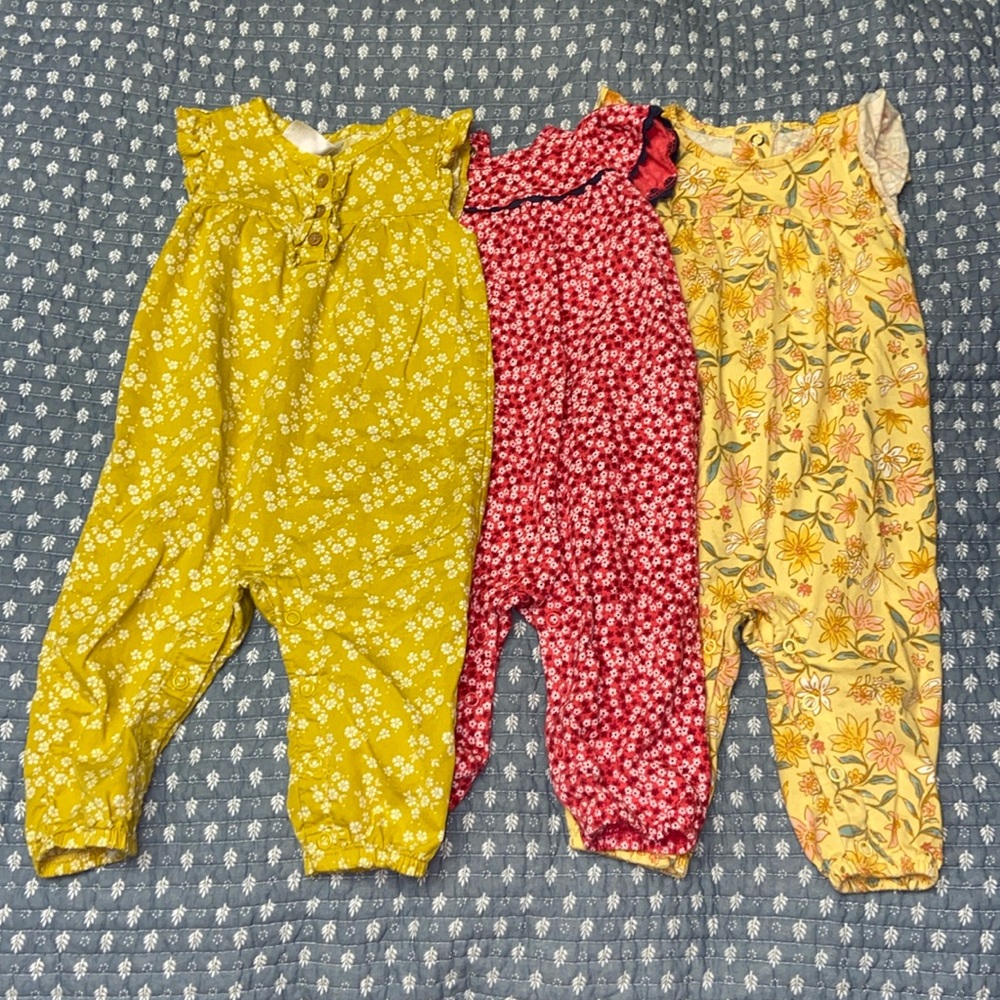 THREE 3-6m Carters Sleeveless Jumpsuits